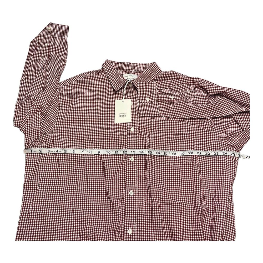 Free Assembly Shirt Men XL Red White Check Cotton Collared Long Sleeve Button-Up - Picture 4 of 8